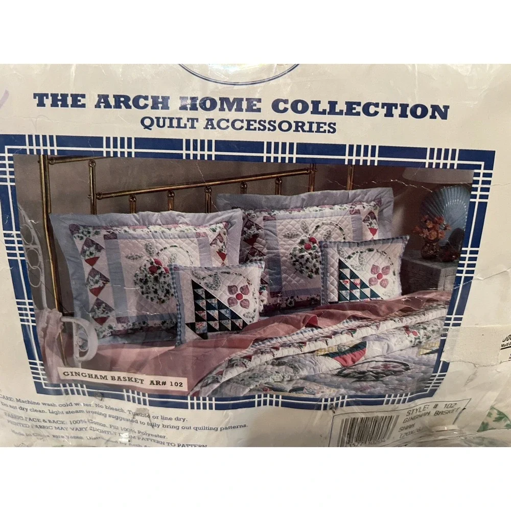 Pillow Shams Arch Home Collection Quilted Handmade Patchwork Floral Purple Two